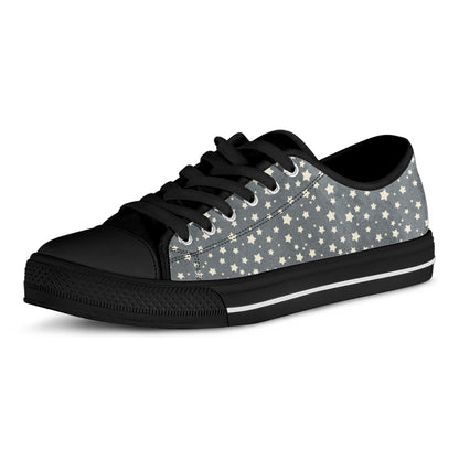 Cute Star Pattern Print Black Low Top Shoes
