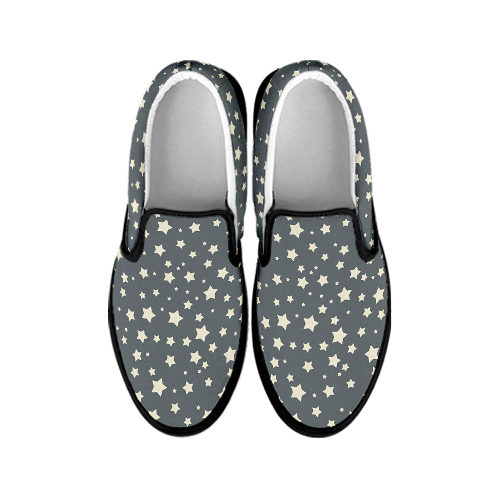 Cute Star Pattern Print Black Slip On Shoes