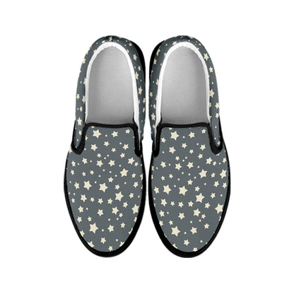 Cute Star Pattern Print Black Slip On Shoes