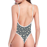 Cute Star Pattern Print One Piece High Cut Swimsuit