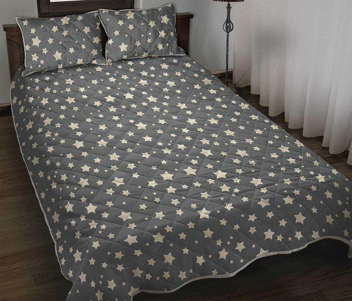 Cute Star Pattern Print Quilt Bed Set