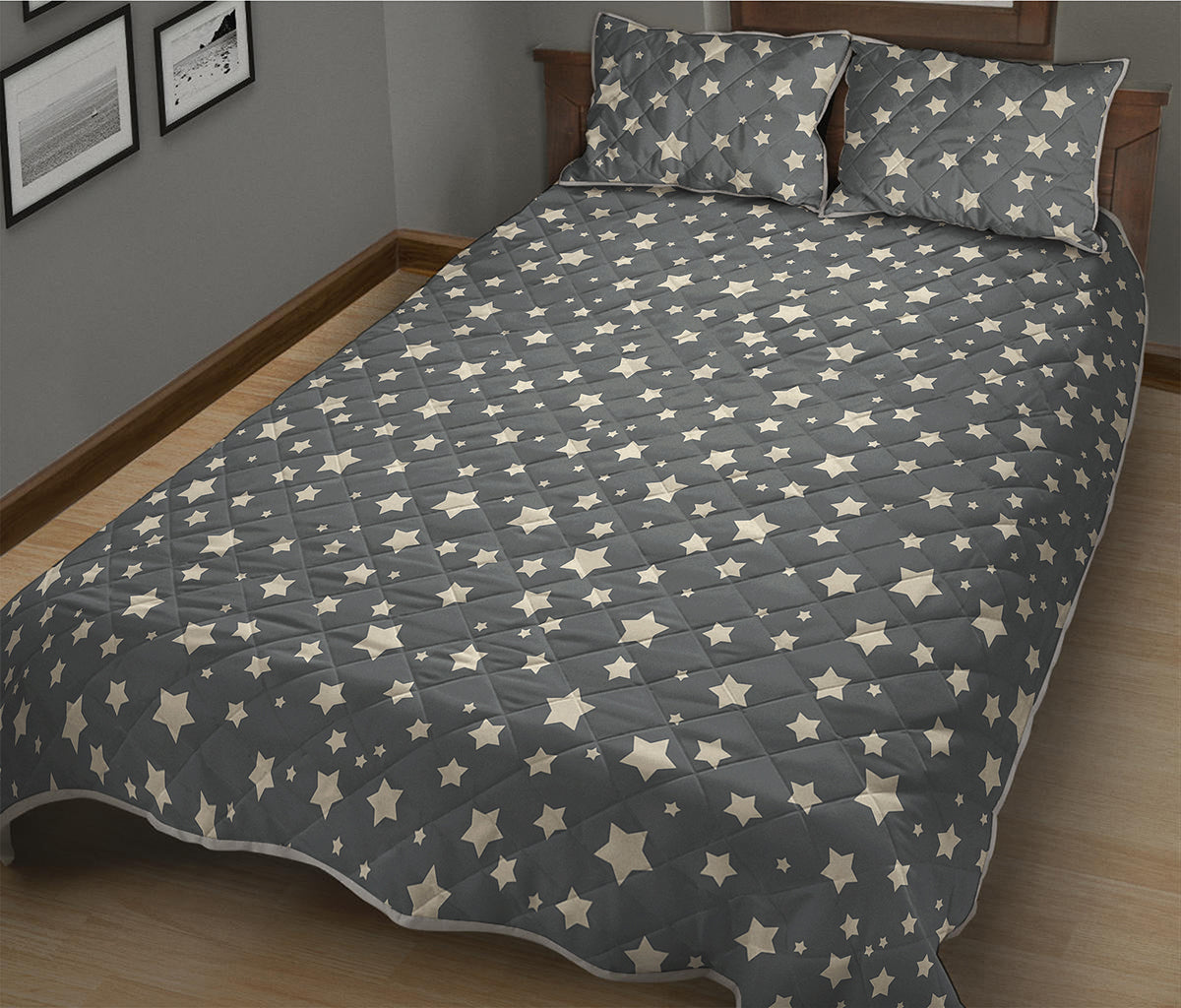 Cute Star Pattern Print Quilt Bed Set