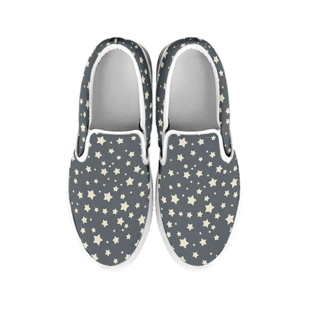 Cute Star Pattern Print White Slip On Shoes