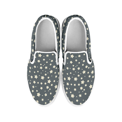 Cute Star Pattern Print White Slip On Shoes