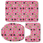 Cute Sushi And Rolls Pattern Print 3 Piece Bath Mat Set