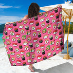 Cute Sushi And Rolls Pattern Print Beach Sarong Wrap