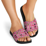 Cute Sushi And Rolls Pattern Print Black Slide Sandals