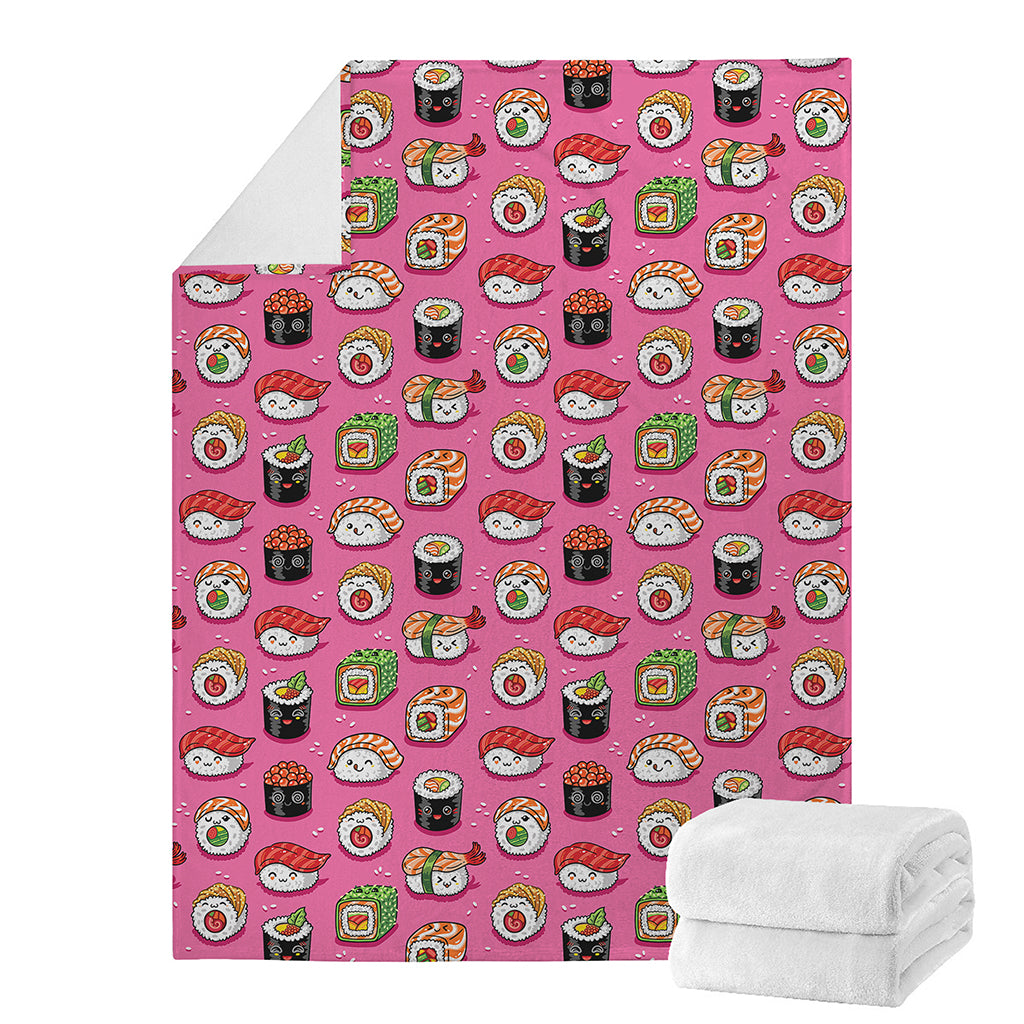 Cute Sushi And Rolls Pattern Print Blanket