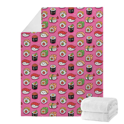 Cute Sushi And Rolls Pattern Print Blanket