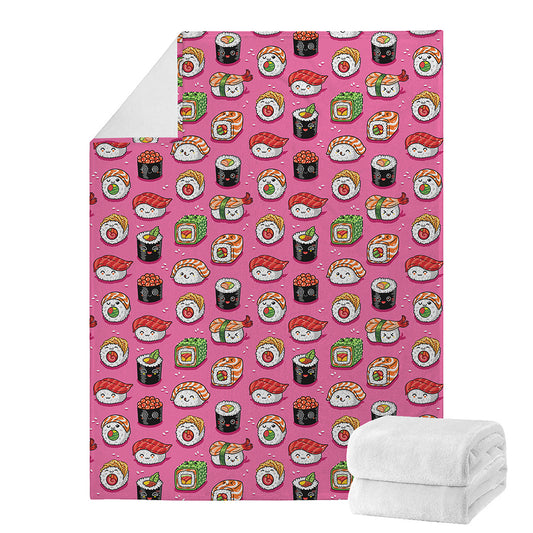 Cute Sushi And Rolls Pattern Print Blanket