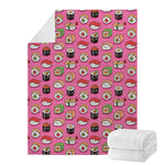 Cute Sushi And Rolls Pattern Print Blanket