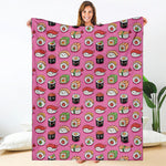 Cute Sushi And Rolls Pattern Print Blanket