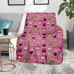 Cute Sushi And Rolls Pattern Print Blanket