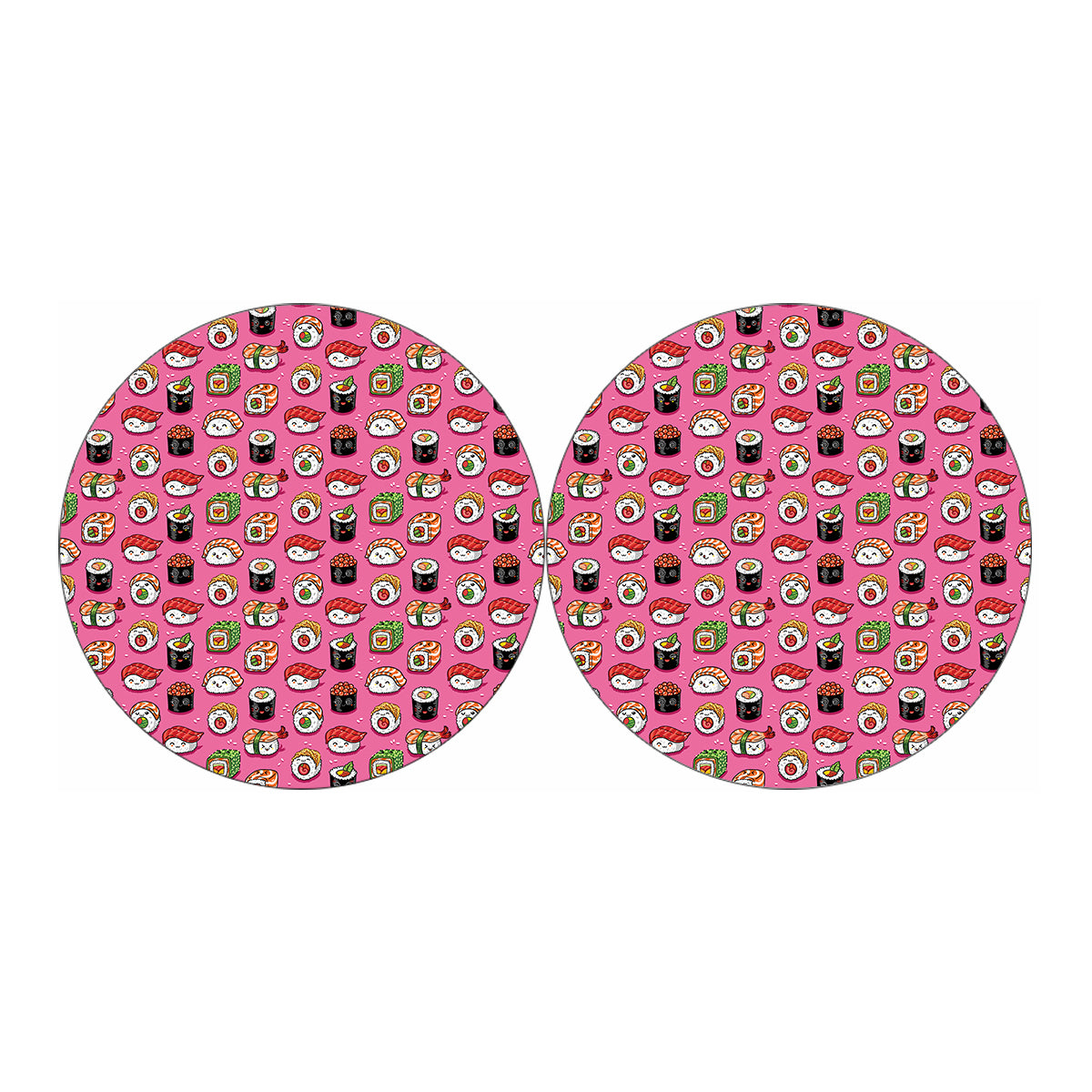 Cute Sushi And Rolls Pattern Print Car Coasters