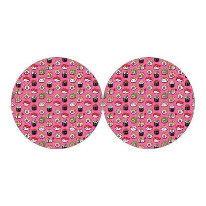 Cute Sushi And Rolls Pattern Print Car Coasters