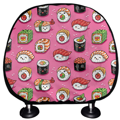 Cute Sushi And Rolls Pattern Print Car Headrest Covers