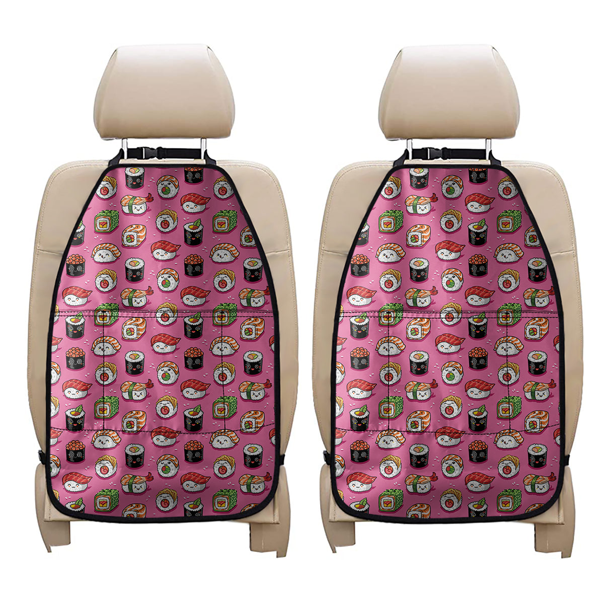 Cute Sushi And Rolls Pattern Print Car Seat Organizers