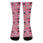 Cute Sushi And Rolls Pattern Print Crew Socks