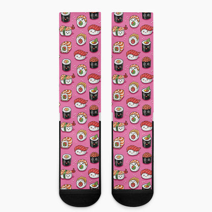 Cute Sushi And Rolls Pattern Print Crew Socks