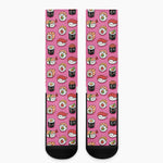 Cute Sushi And Rolls Pattern Print Crew Socks