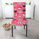 Cute Sushi And Rolls Pattern Print Dining Chair Slipcover