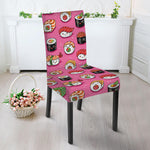 Cute Sushi And Rolls Pattern Print Dining Chair Slipcover