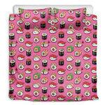 Cute Sushi And Rolls Pattern Print Duvet Cover Bedding Set