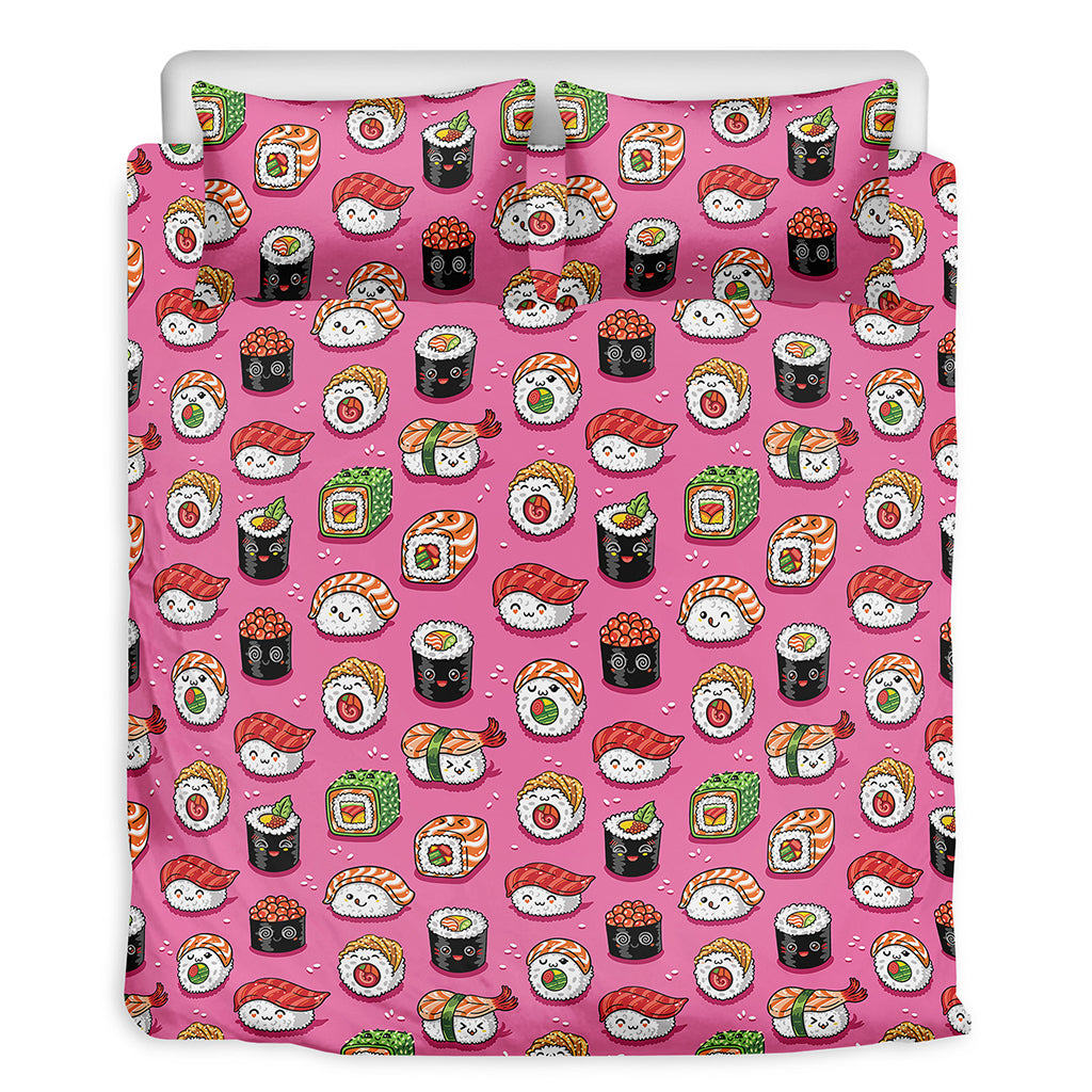 Cute Sushi And Rolls Pattern Print Duvet Cover Bedding Set