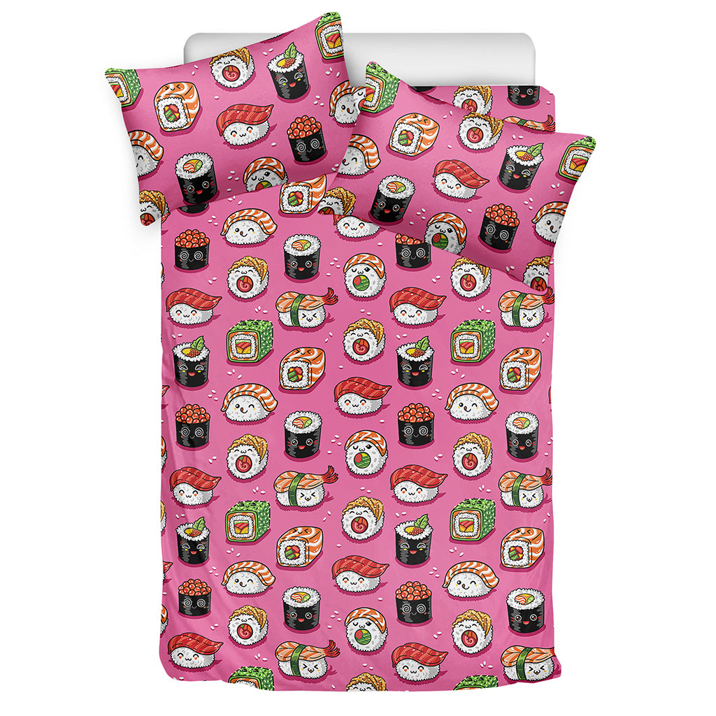 Cute Sushi And Rolls Pattern Print Duvet Cover Bedding Set