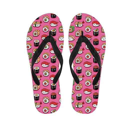 Cute Sushi And Rolls Pattern Print Flip Flops