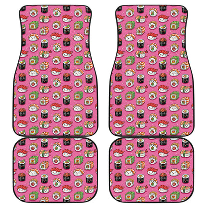 Cute Sushi And Rolls Pattern Print Front and Back Car Floor Mats