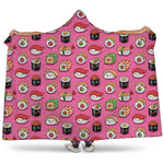 Cute Sushi And Rolls Pattern Print Hooded Blanket