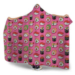 Cute Sushi And Rolls Pattern Print Hooded Blanket