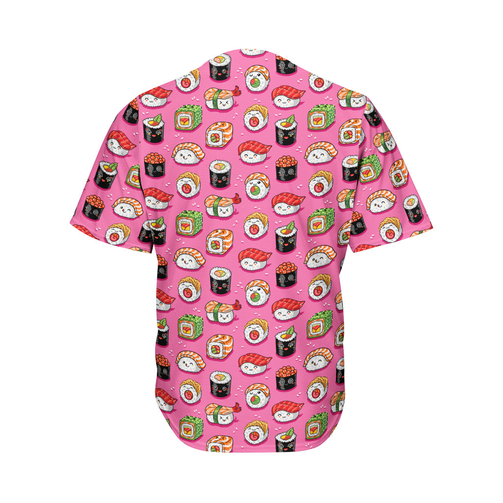 Cute Sushi And Rolls Pattern Print Men's Baseball Jersey