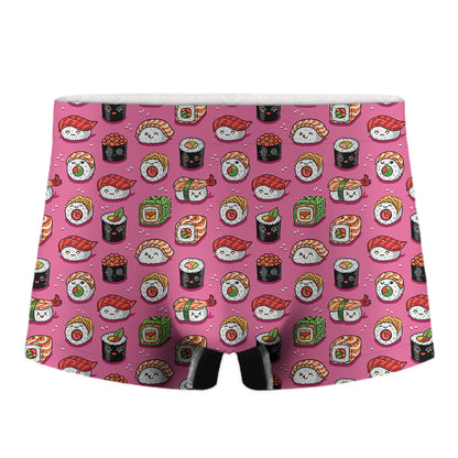 Cute Sushi And Rolls Pattern Print Men's Boxer Briefs