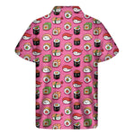 Cute Sushi And Rolls Pattern Print Men's Short Sleeve Shirt