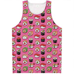 Cute Sushi And Rolls Pattern Print Men's Tank Top