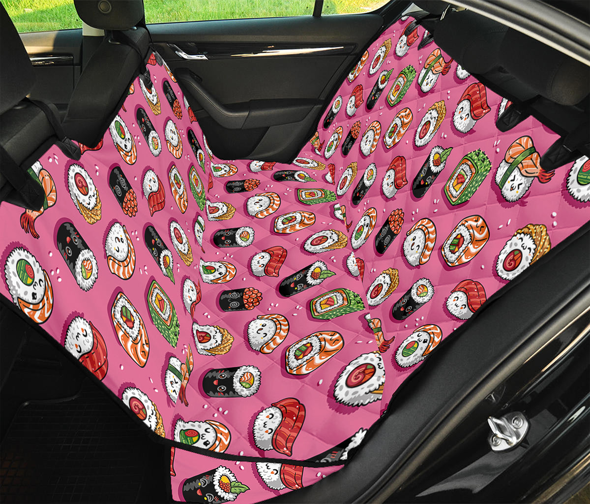 Cute Sushi And Rolls Pattern Print Pet Car Back Seat Cover