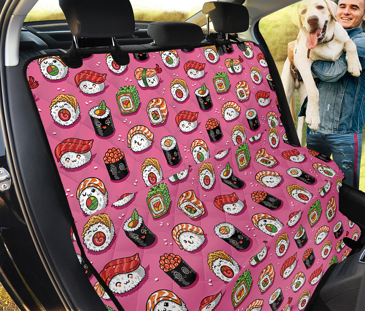 Cute Sushi And Rolls Pattern Print Pet Car Back Seat Cover