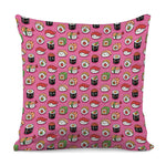 Cute Sushi And Rolls Pattern Print Pillow Cover