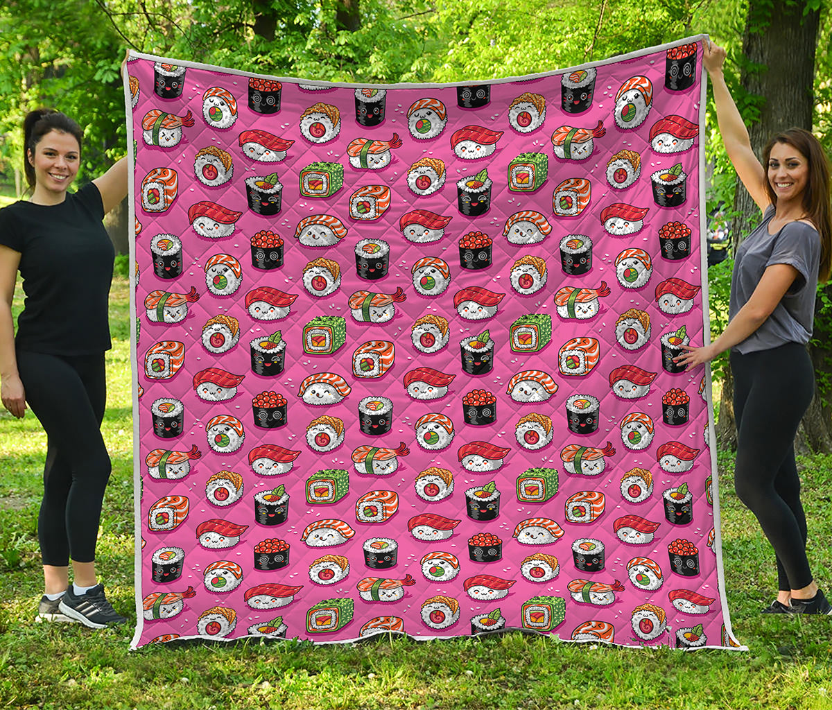 Cute Sushi And Rolls Pattern Print Quilt