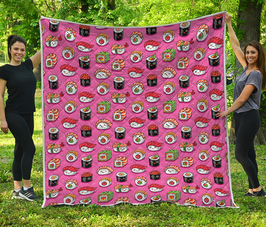 Cute Sushi And Rolls Pattern Print Quilt