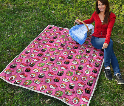 Cute Sushi And Rolls Pattern Print Quilt