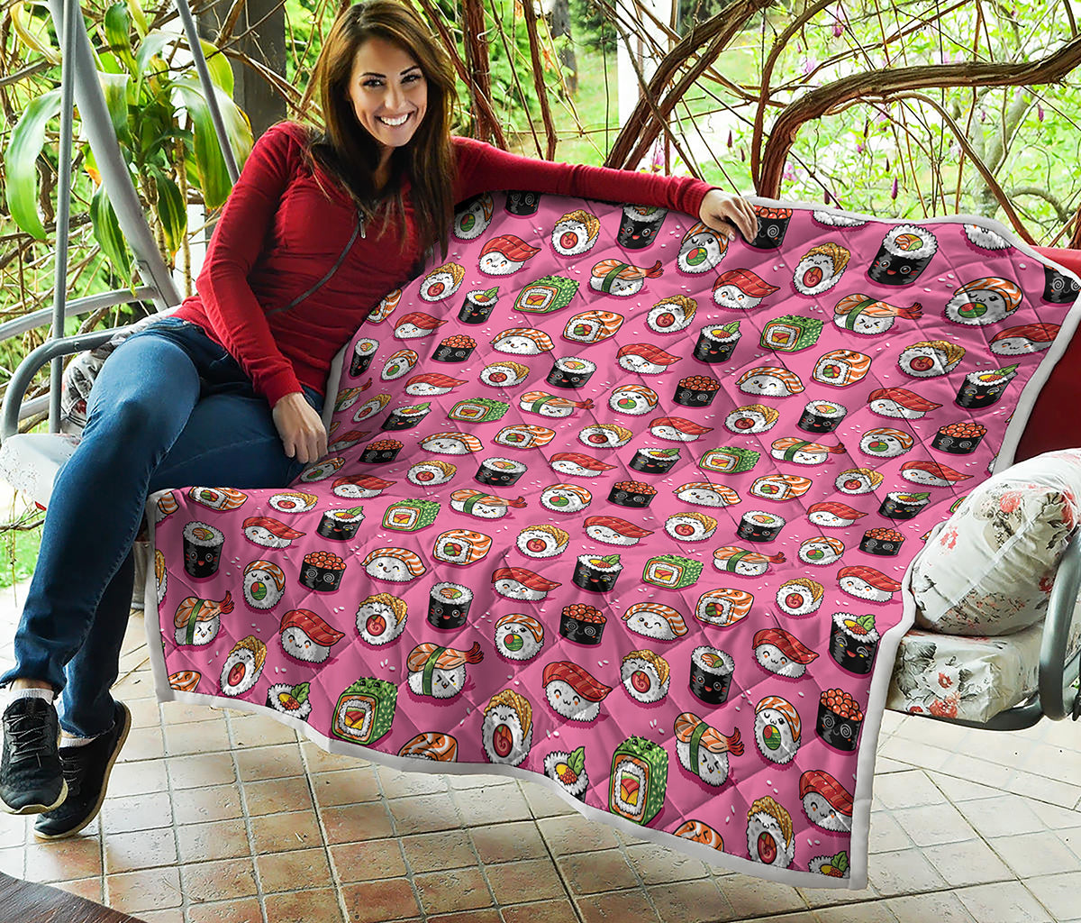 Cute Sushi And Rolls Pattern Print Quilt