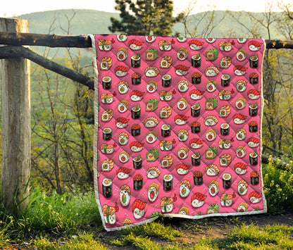 Cute Sushi And Rolls Pattern Print Quilt