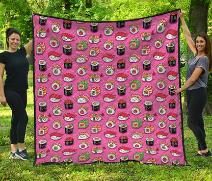 Cute Sushi And Rolls Pattern Print Quilt