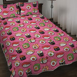 Cute Sushi And Rolls Pattern Print Quilt Bed Set