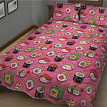 Cute Sushi And Rolls Pattern Print Quilt Bed Set
