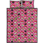 Cute Sushi And Rolls Pattern Print Quilt Bed Set