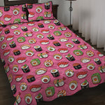 Cute Sushi And Rolls Pattern Print Quilt Bed Set